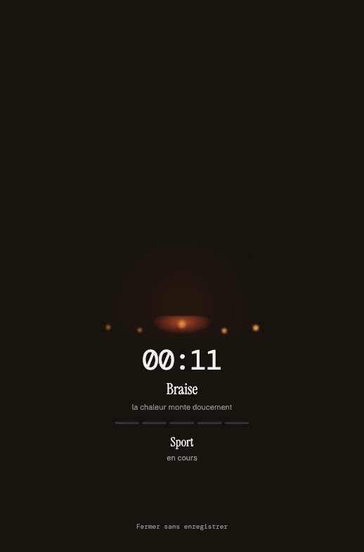 Mode Focus de Move the Spark&nbsp;: minuteur sur fond sombre